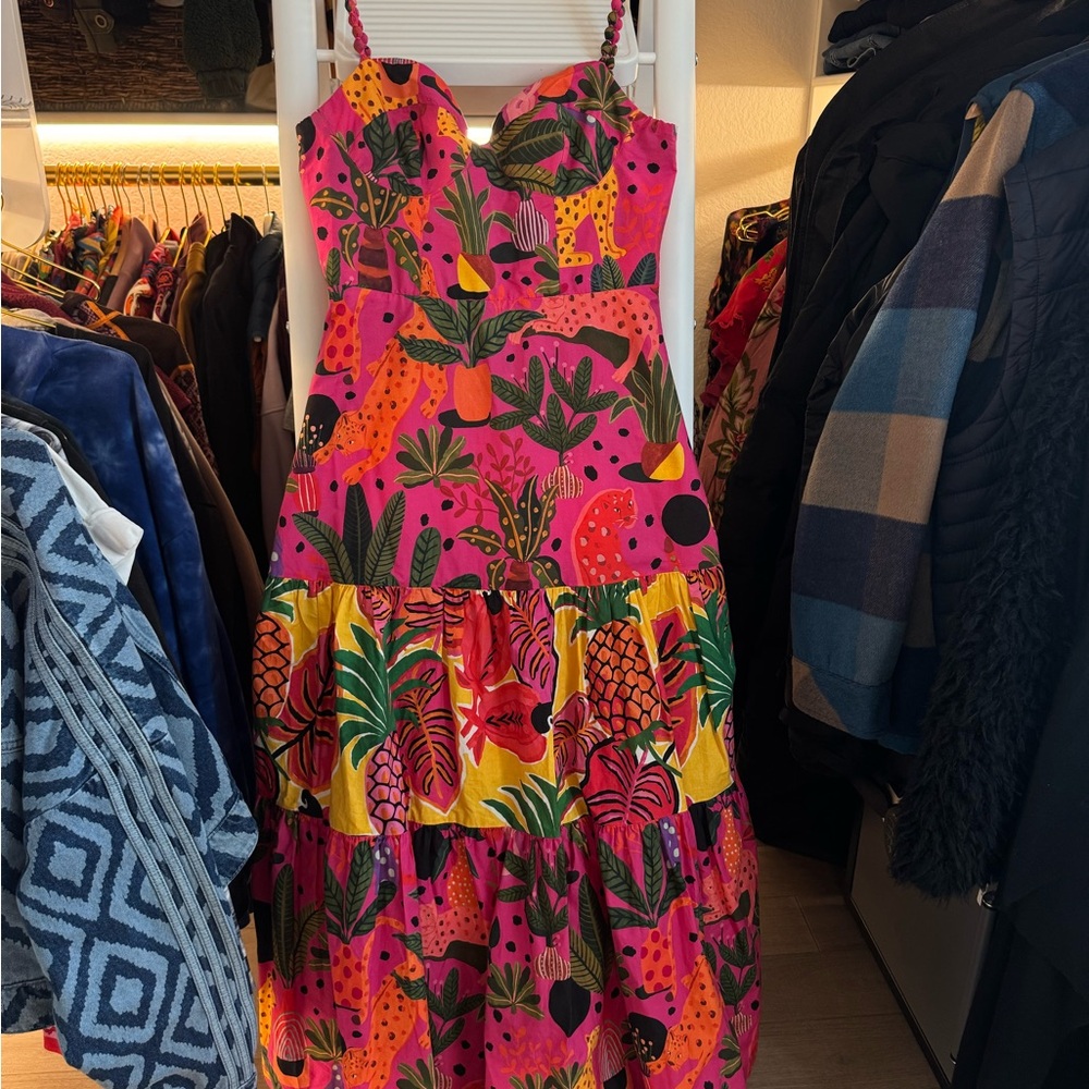 Farm Rio Pop Leopard Mixed Dress